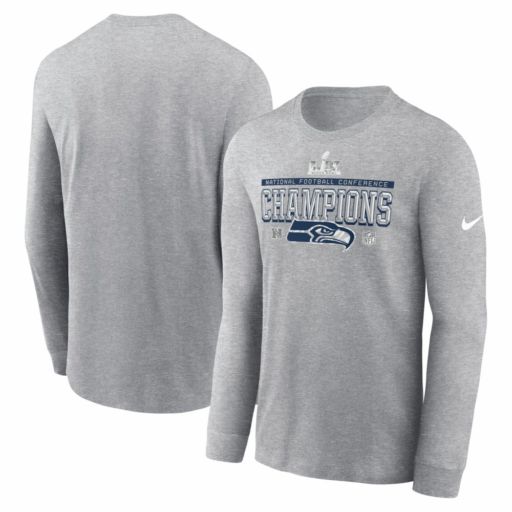 2025 NFC Champions Locker Room Trophy Collection Long Sleeve T-Shirt - Seattle Seahawks T-shirts