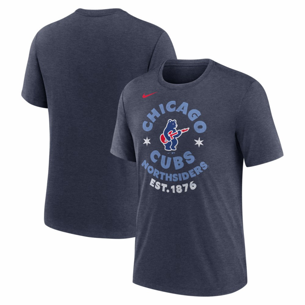 Heather Navy Chicago Cubs Nike Electric Bear Tri-Blend T-Shirt
