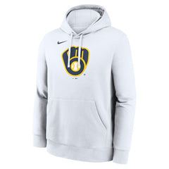 White Milwaukee Brewers Nike Logo Club Hoodie