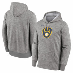 Heather Gray Milwaukee Brewers Nike Primary Logo Therma Hoodie