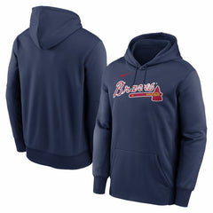 Navy Atlanta Braves Nike Primary Wordmark Therma Hoodie