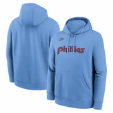 Light Blue Philadelphia Phillies Nike Cooperstown Collection Wordmark Club Hoodie