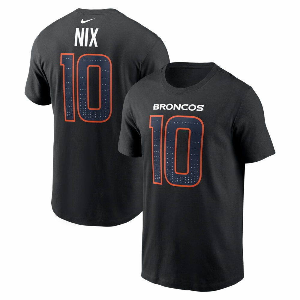 Bo Nix Carbon Name & Number T-Shirt - Denver Broncos T-shirts