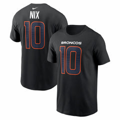 Bo Nix Carbon Name & Number T-Shirt - Denver Broncos T-shirts