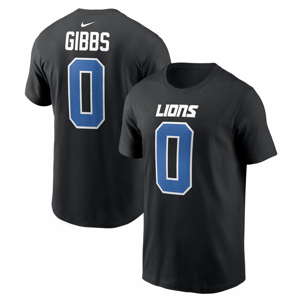 Jahmyr Gibbs Carbon Name & Number T-Shirt - Detroit Lions T-shirts