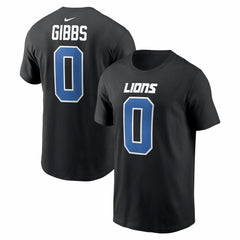 Jahmyr Gibbs Carbon Name & Number T-Shirt - Detroit Lions T-shirts
