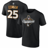 Black Tommy Edman Los Angeles Dodgers Fanatics 2025 World Series Champions Name & Number T-Shirt