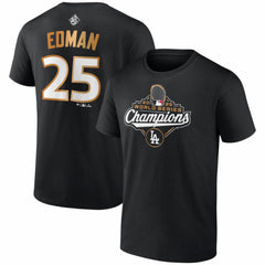 Black Tommy Edman Los Angeles Dodgers Fanatics 2025 World Series Champions Name & Number T-Shirt