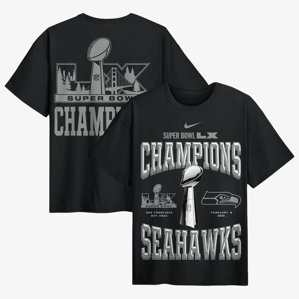 Super Bowl LX Champions Locker Room Trophy Collection Authentic T-Shirt - Seattle Seahawks T-shirts