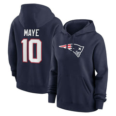 Drake Maye Women's Player Name & Number Fleece Hoodie - New England Patriots Hoodies