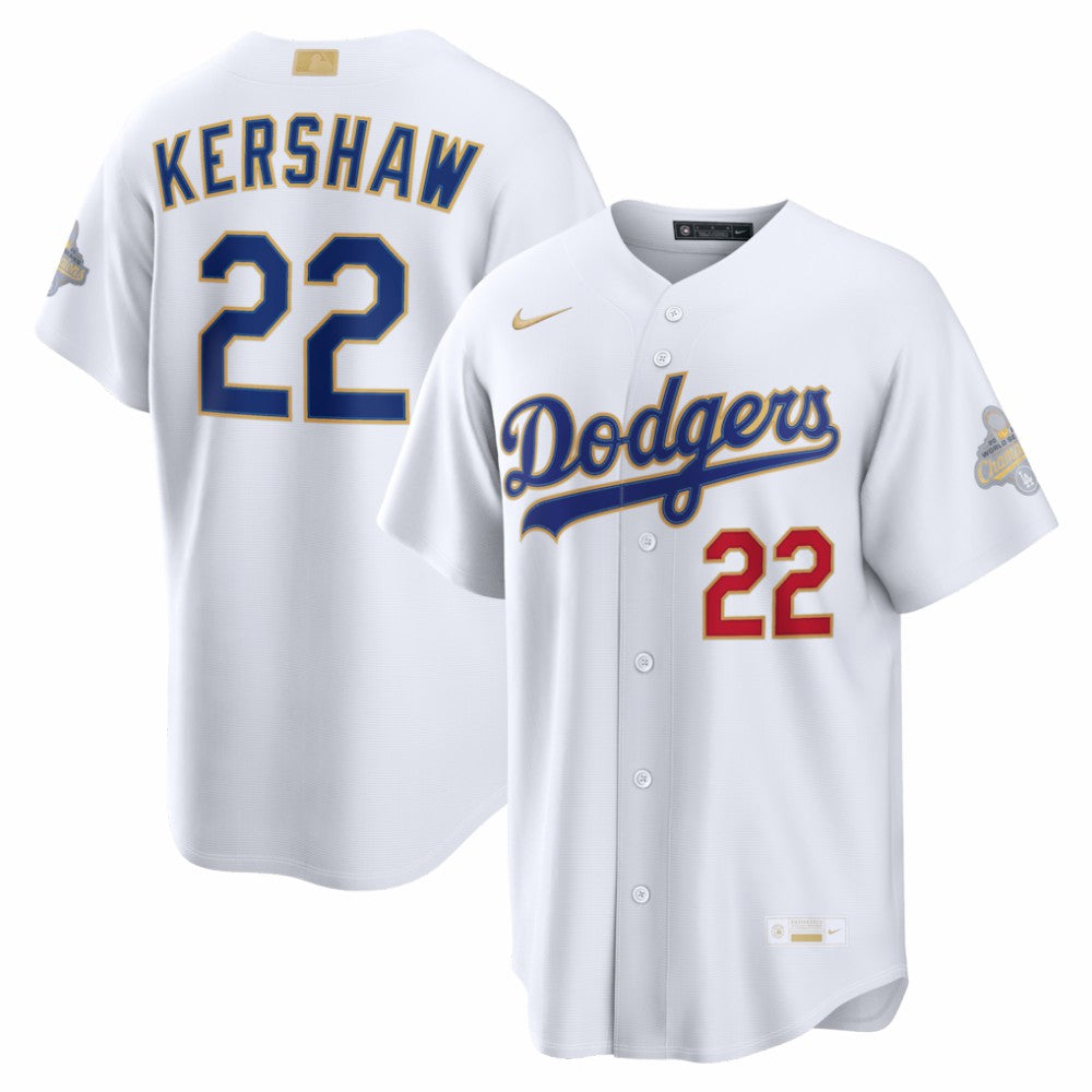 White Clayton Kershaw Los Angeles Dodgers Nike 2026 Gold Collection Stadium Jersey