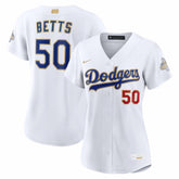 White Mookie Betts Los Angeles Dodgers Nike Women's 2026 Gold Collection Stadium Jersey