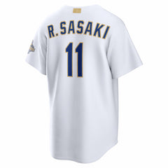 White Roki Sasaki Los Angeles Dodgers Nike 2026 Gold Collection Stadium Jersey