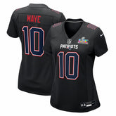 Drake Maye Women's Super Bowl LX Patch Carbon Fashion Game Jersey - New England Patriots Jerseys