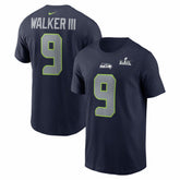 Kenneth Walker III Super Bowl LX Patch Name & Number T-Shirt - Seattle Seahawks T-shirts