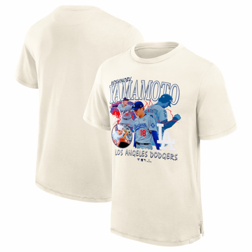 Cream Yoshinobu Yamamoto Los Angeles Dodgers Fanatics Montage T-Shirt