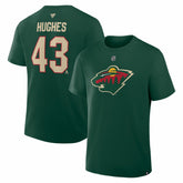 NHL Quinn Hughes Minnesota Wild Fanatics Authentic Stack Name & Number T-Shirt