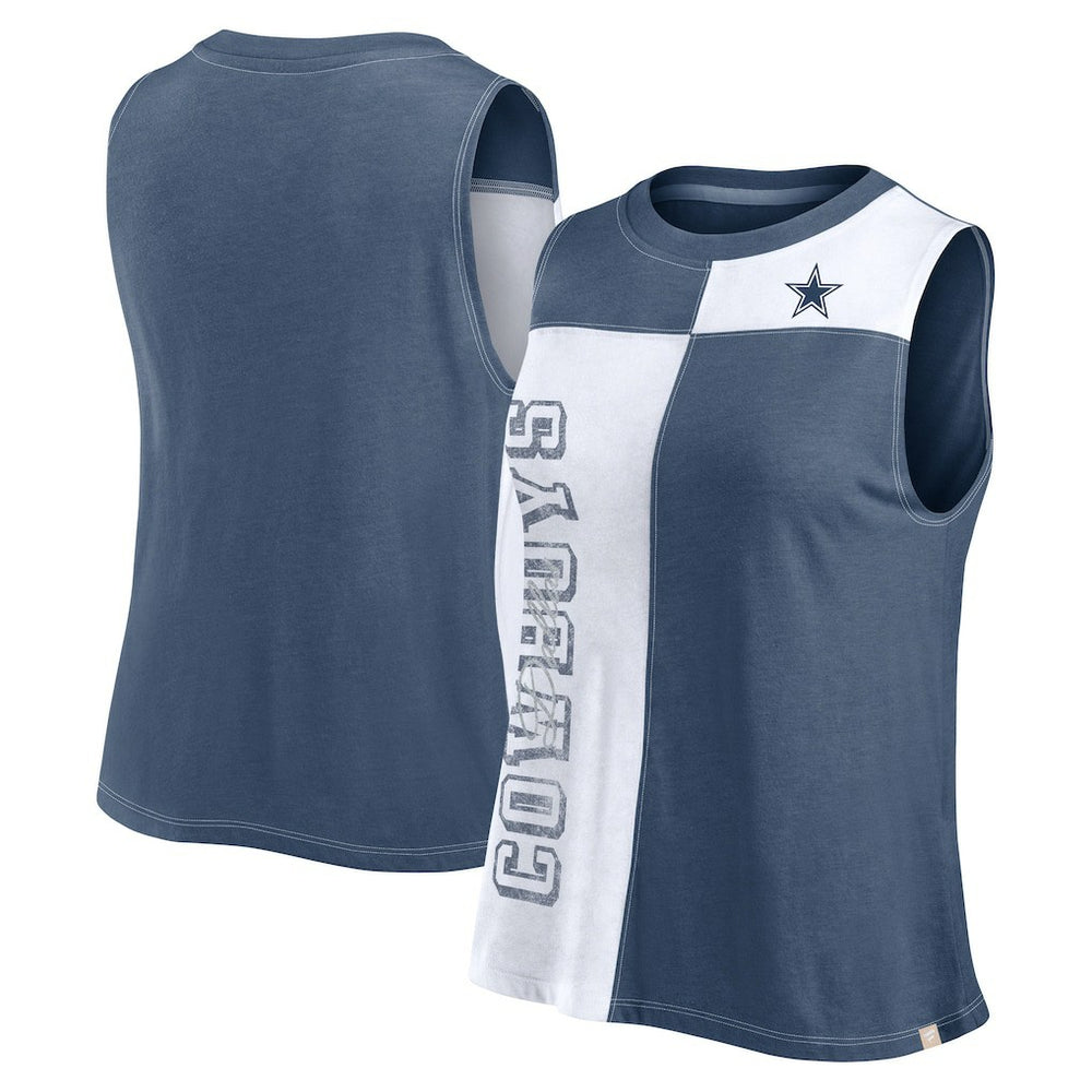 Women's Script Color Block Tank Top - Dallas Cowboys Tops