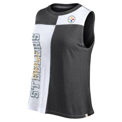Women's Script Color Block Tank Top - Pittsburgh Steelers Tops
