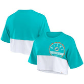 Women's Boxy Color Split Cropped T-Shirt - Miami Dolphins T-shirts