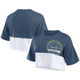 Women's Boxy Color Split Cropped T-Shirt - Seattle Seahawks T-shirts