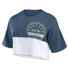 Women's Boxy Color Split Cropped T-Shirt - Seattle Seahawks T-shirts