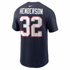 TreVeyon Henderson Super Bowl LX Patch Name & Number T-Shirt - New England Patriots T-shirts