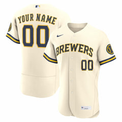 Cream Milwaukee Brewers Nike Home Authentic Custom Jersey