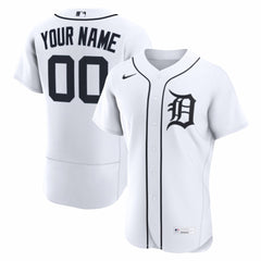 White Detroit Tigers Nike Home Authentic Custom Jersey