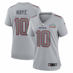 Drake Maye Women's Super Bowl LX Patch Atmosphere Fashion Game Jersey - New England Patriots Jerseys