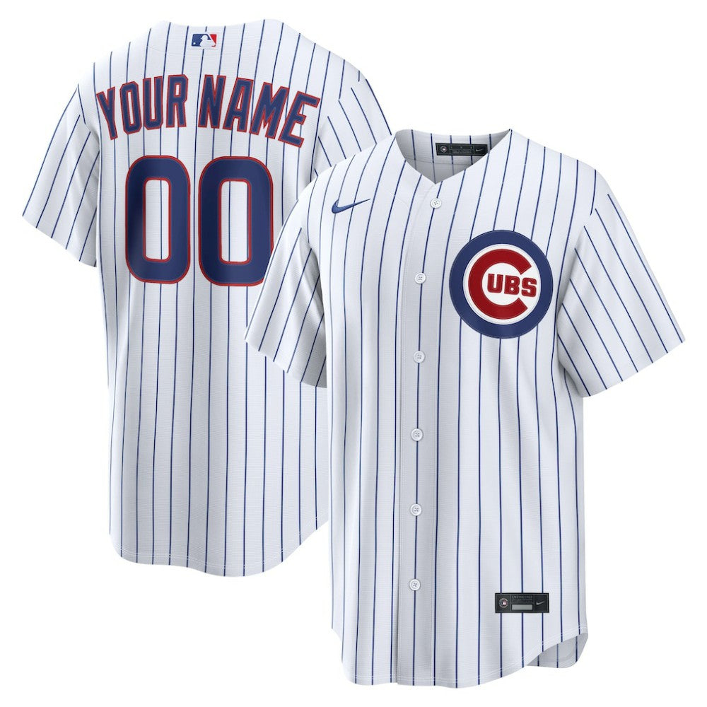 White Chicago Cubs Nike Home Replica Custom Jersey