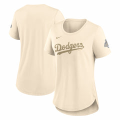 Natural Los Angeles Dodgers Nike Women's 2026 Gold Collection Tri-Blend Wordmark T-Shirt