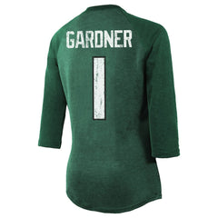 Ahmad Sauce Gardner Majestic Threads Women's Player Name & Number Tri-Blend 3/4-Sleeve Fitted T-Shirt - New York Jets T-shirts