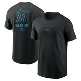 Black Miami Marlins Nike Large Logo Back Stack T-Shirt