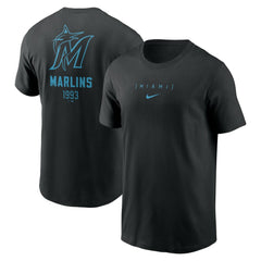 Black Miami Marlins Nike Large Logo Back Stack T-Shirt
