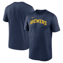 Navy Milwaukee Brewers Nike Legend Fuse Wordmark T-Shirt