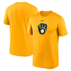 Gold Milwaukee Brewers Nike Legend Fuse Large Logo Dri-FIT T-Shirt