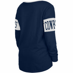 Women's Lace-Up Notch Neck Long Sleeve T-Shirt - Dallas Cowboys T-shirts