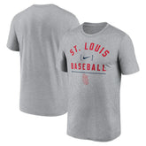 Heather Charcoal St. Louis Cardinals Nike Arch Baseball Stack Performance T-Shirt