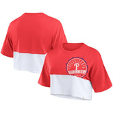 Heather Red/White Philadelphia Phillies Fanatics Women's Color Split Boxy Cropped T-Shirt