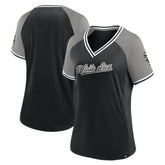 Black Chicago White Sox Fanatics Women's Glitz & Glam League Diva Raglan V-Neck T-Shirt