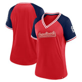 Red St. Louis Cardinals Fanatics Women's Glitz & Glam League Diva Raglan V-Neck T-Shirt