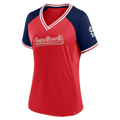 Red St. Louis Cardinals Fanatics Women's Glitz & Glam League Diva Raglan V-Neck T-Shirt