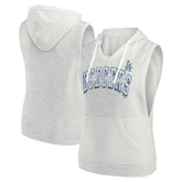 Ash Los Angeles Dodgers Fanatics Women's Lounge Script Sleeveless Pullover Hoodie