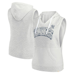 Ash New York Yankees Fanatics Women's Lounge Script Sleeveless Pullover Hoodie