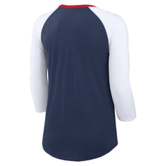 Navy/White Atlanta Braves Nike Women's Knockout Arch 3/4-Sleeve Raglan Tri-Blend T-Shirt
