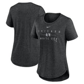 Heather Black Chicago White Sox Nike Women's Knockout Team Stack Tri-Blend T-Shirt