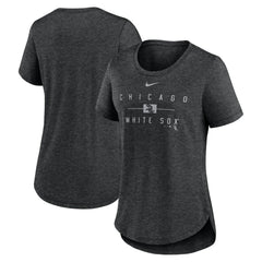 Heather Black Chicago White Sox Nike Women's Knockout Team Stack Tri-Blend T-Shirt