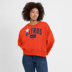 Orange Houston Astros Nike Women's Oversized Cropped Pullover Sweatshirt