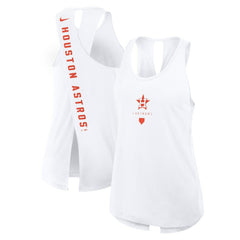 White Houston Astros Nike Women's Open-Back Crisscross Dri-FIT Tank Top